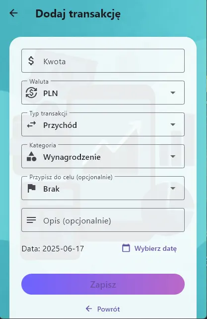 Zrzut ekranu aplikacji Monevo 3
