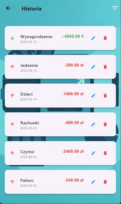 Zrzut ekranu aplikacji Monevo 4